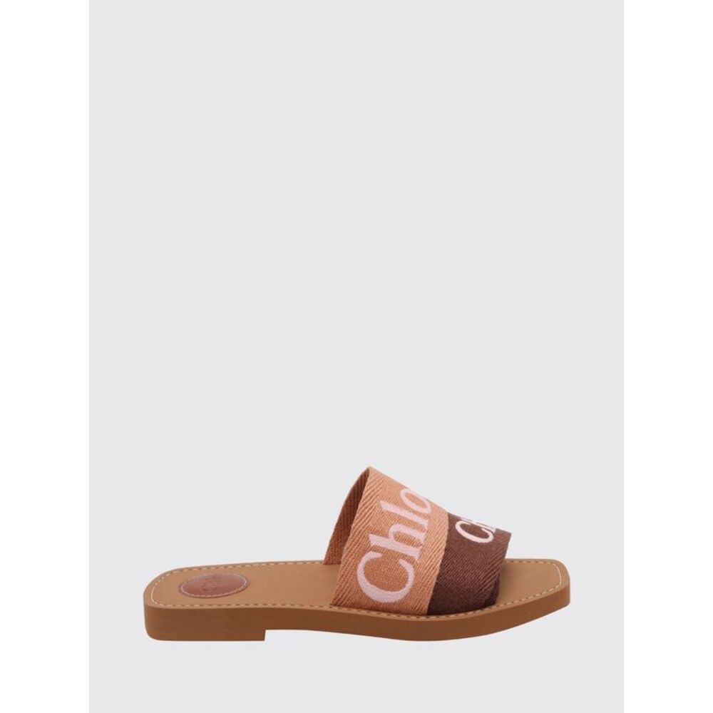 Chloe Women Chloe Woody Flat Canvas Slides With Contrast Embroidered Logo